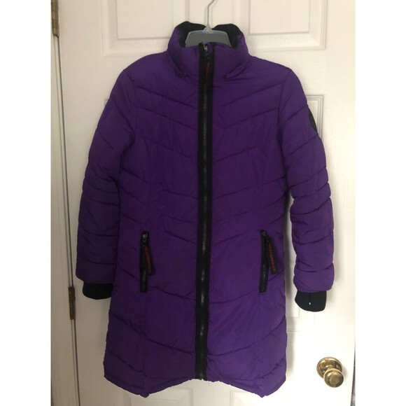 Weatherproof Puffer Coat Girls size 12 Purple w/Thumbhole Cuffs - No Hood - Picture 6 of 11